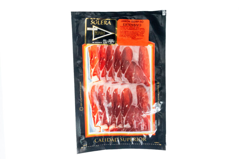 Sobre lonchas de jamón extensivo Solera